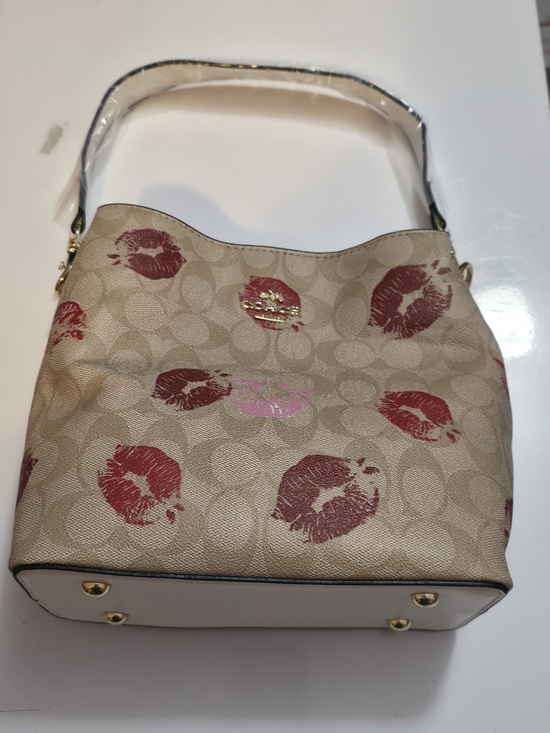 Coach Handbags - Dp 1.1 Repli Beige Signature Hobo with Red and Pink Kiss Prints